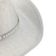 thumbnail image 6 of Cowboy Hat for Women Feather Diamond Strip Wide Brim Hats Felt Western Cowgirl Hats for Cosplay Fancy Dress Dress-up Party, 6 of 7