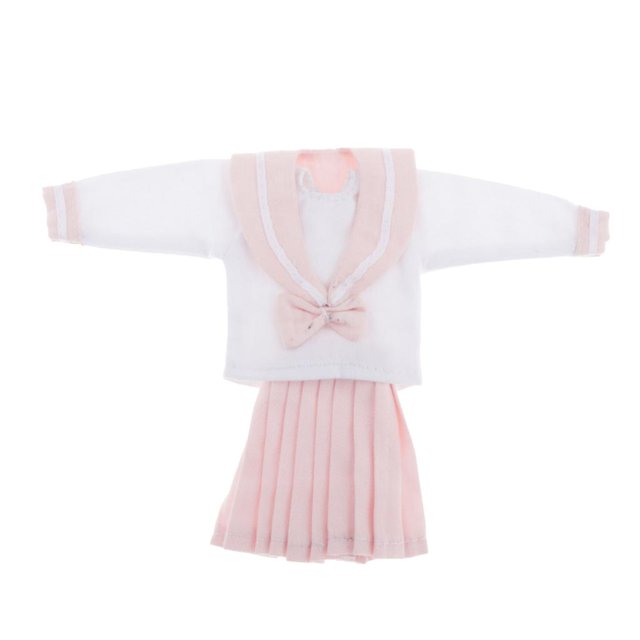 Ropa escolar para muñecas 1/6 Sunnimix Traje Rosado Uniforme escolar de muñeca de 12 pulgadas