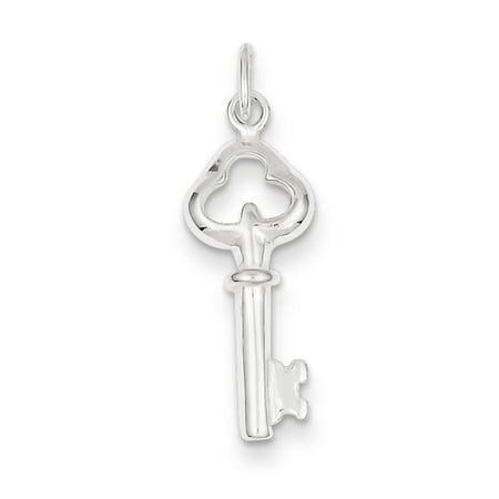 925 Sterling Silver Polished Miniature Key Solid Open back Charm Pendant