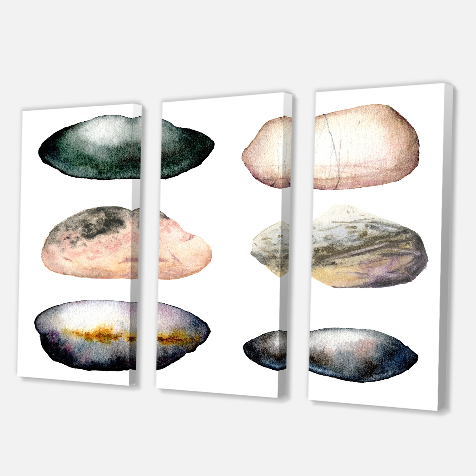 Designart ' Six Abstract Sea Stones On White ' Nautical & Coastal Canvas Wall Art Print