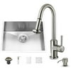 VIGO Undermount Stainless-Steel Kitchen Satin-Finish Sink/Faucet/Grid/Strainer/Dispenser