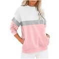 thumbnail image 1 of Meichang Chandails en Molleton pour Femmes Manches Longues Col Rond Décontracté Pull Mode Bloc de Couleur Chandails en Molleton Confortables Automne Pull avec Poche, 1 of 4