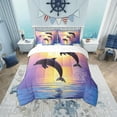 thumbnail image 2 of Erosebridal Couple Dolphin Bedding, Romantic Sunset Bed in a Bag, Ocean Animal Reversible Bed Set, Lightweight Room Decoration, 7pcs, 2 of 6