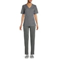 thumbnail image 2 of ClimateRight by Cuddl Duds Scrubs Women’s and Women's Plus Zip Neck Woven Tulip Hem Top, 2 of 5