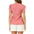 thumbnail image 4 of INSPIRE CHIC Women's Flutter Sleeves V Neck Polka Dots Prints Blouse Tops, 4 of 7