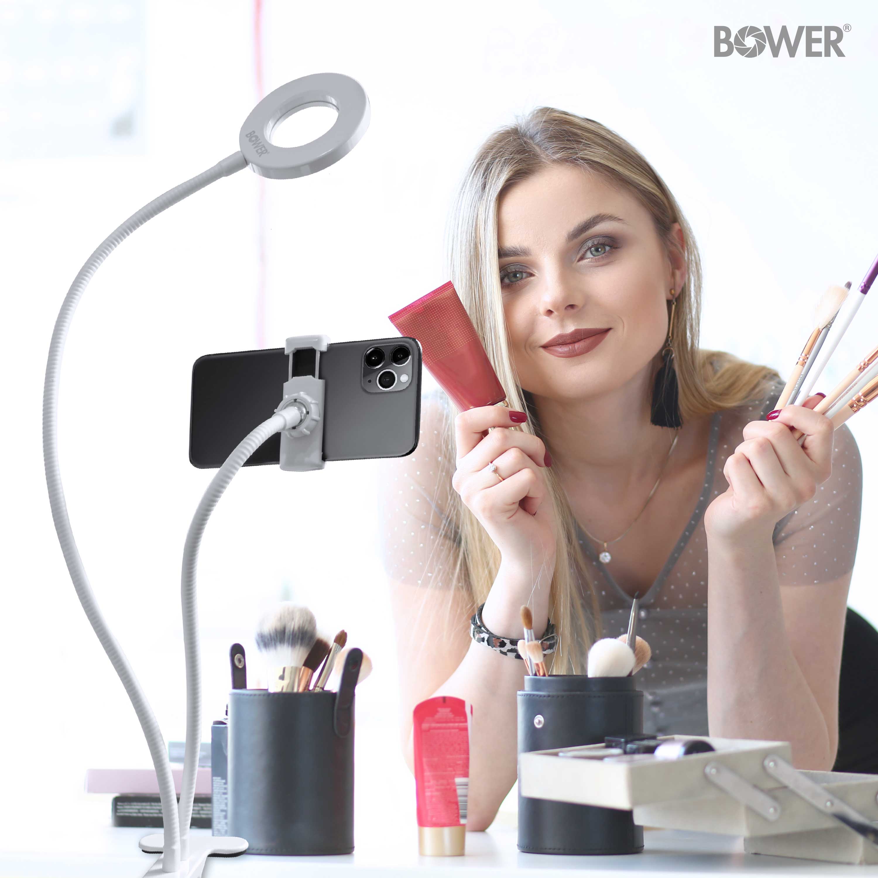 Bower 24-Inch Flexible LED Ring Light with Desk Clip photo 5
