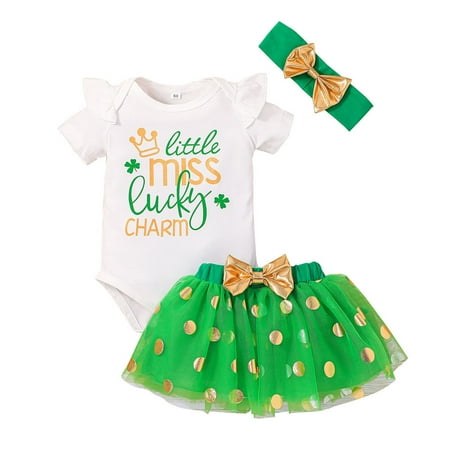 

ZHAGHMIN Toddler Girls Outfits Headbands Baby Letter Romper Skirts Tulle Day Girls Outfits Bodysuit Printed Dot St.Patrick S Girls Outfits&Set Baby Girl Thanksgiving Outfit 3-6 Months Baby Has Autum