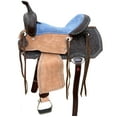 thumbnail image 1 of Resistance Western Barrel Racing Suede Seat Saddle with Floral Tooled Leather Skirt and Rough Out Fender -15, 16 Inch, 1 of 5