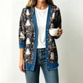 thumbnail image 4 of Enjoytime Women Cardigan Halloween Print Denim Patchwork Long Sleeve Jacket Button Down Oversized Fall Winter Outerwear, 4 of 6