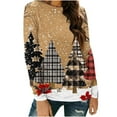 thumbnail image 2 of Craaazy Women's Long Sleeve Shirts Colorful Christmas Printed Round Neck Xmas Tops Gifts, 2 of 5