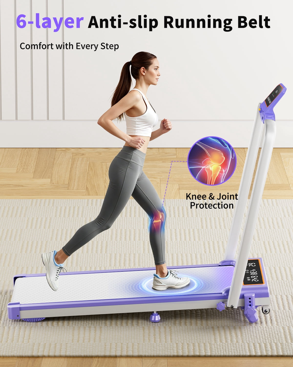 Foldable Treadmill with 10% Incline Upgrade 3.5HP Low Noise Walking Pad Treadmill with Handle Bar 4 in 1 Portable Under Desk Treadmills for Home/Office, 350Lbs Capacity, APP & Remote Control