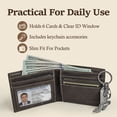 thumbnail image 4 of Wrangler Genuine leather Wallet for Men, Men's Bifold Keychain Wallet, Slim Minimalist Small Wallet with Clear ID Window , Gift Set, Perfect Fathers Day Gifts for Dad, 4 of 8