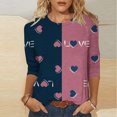thumbnail image 2 of Horkkom Heart Shirts for Women 3/4 Length Sleeve Valentines Shirts Crewneck Heart Print Graphic Tees S, Gifts for Women, 2 of 6