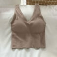 thumbnail image 4 of HOMBOM Khaki Camisole Tank Tops for Women Built in Bras Solid Color Sleeveless Flowy V-Neck Tunic Blouse, 4 of 9