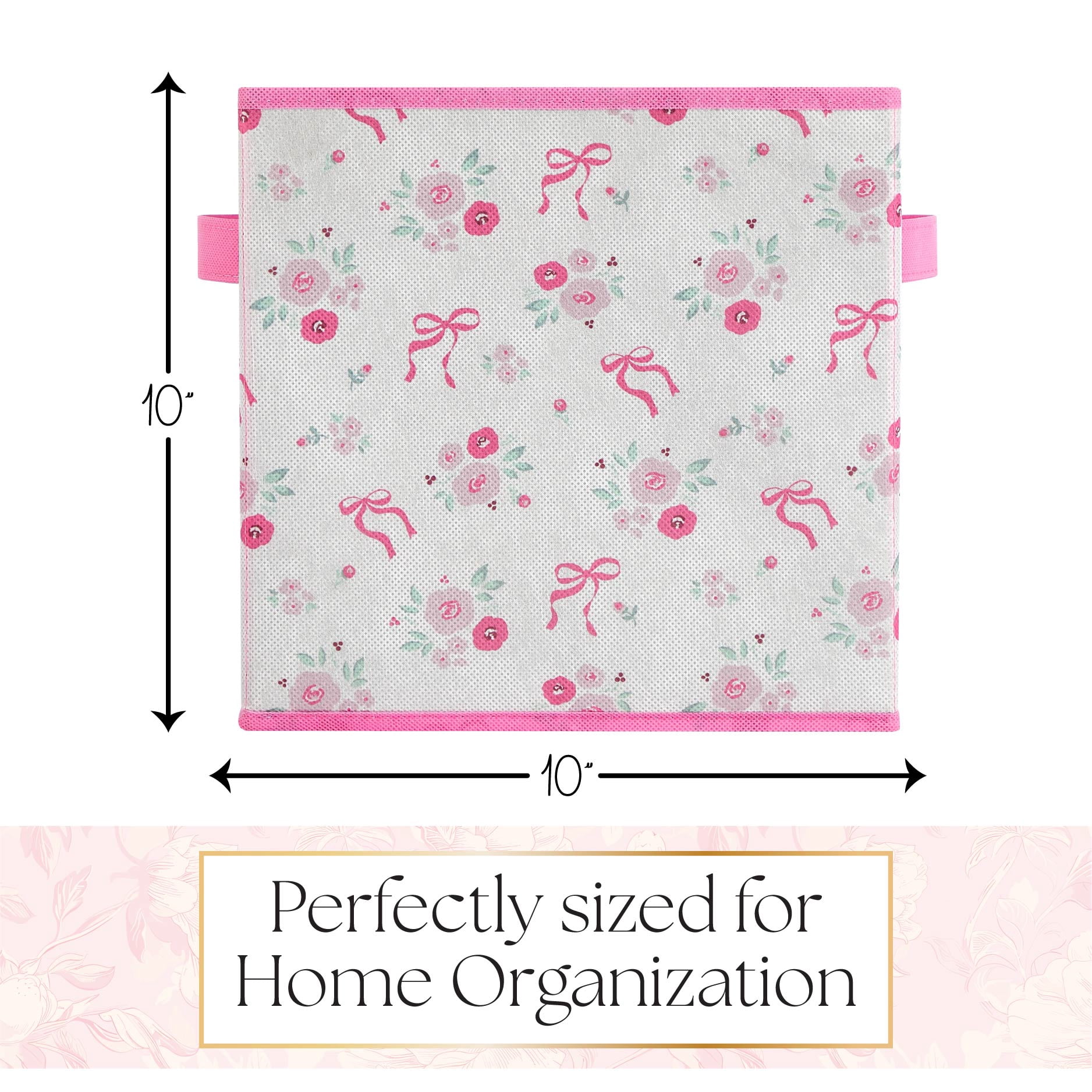 Urban Shop Petals and Pearls Collapsible Storage Cube, Toile Roses