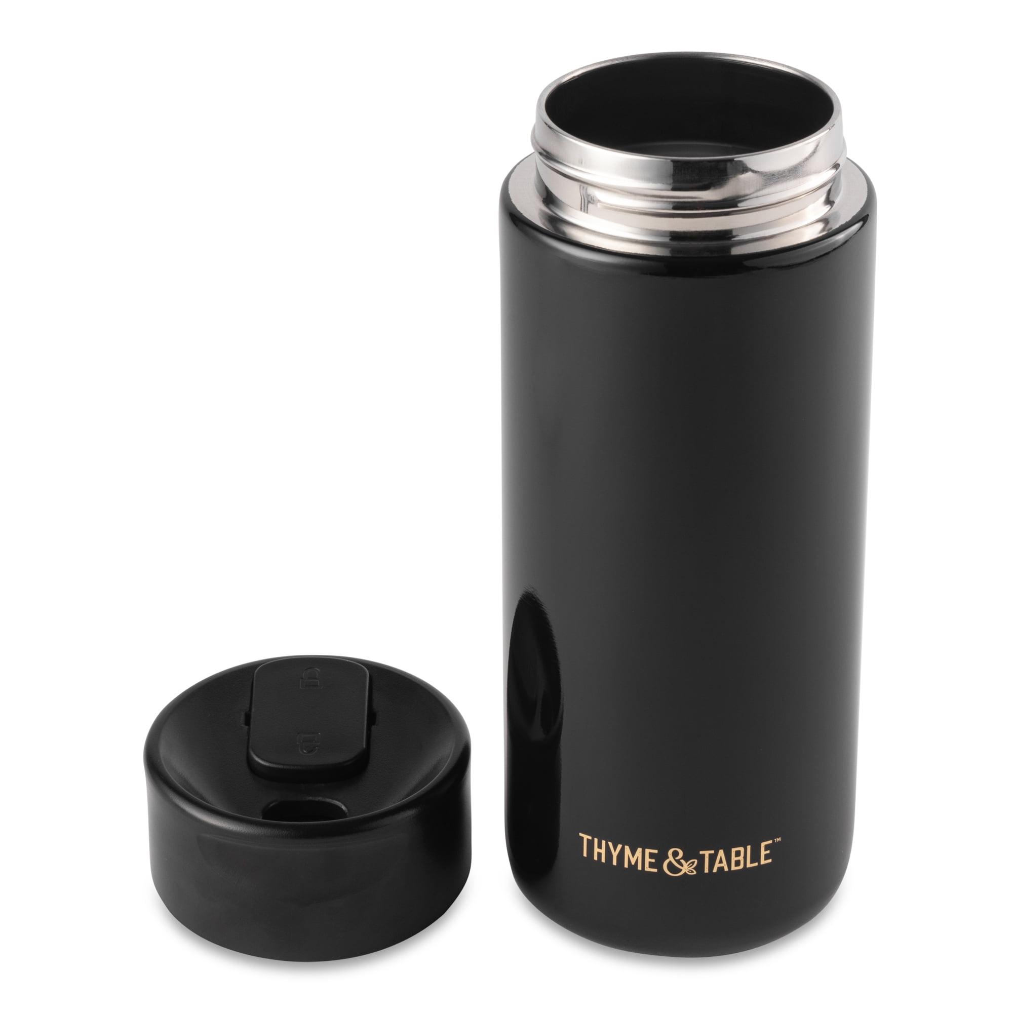 Thyme & Table Double Wall Insulated Stainless Steel Coffee Tumbler, 22oz Travel Mug, Black