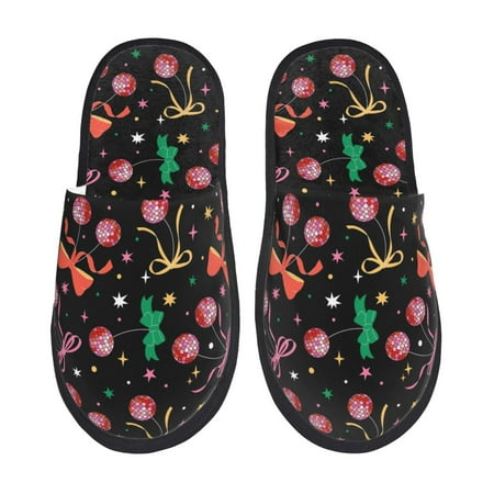 Balery Disco Mirror Ball Slient Indoor Furry Fleece Comfort House Shoes Soft Non-Slip Home Shoes Cotton slippers House Slippers-- Medium