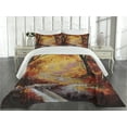 thumbnail image 2 of Ambesonne Autumn Quilted Coverlet 3 Pcs, Forest Trees Leaves, Queen Size, Orange Brown, 2 of 4
