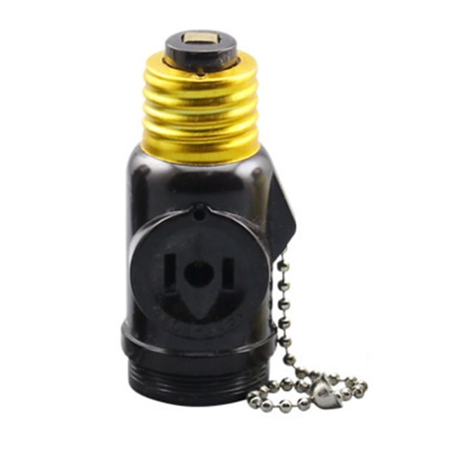 Screw Base Light Bulb Socket Adapter, Pull Chain Switch to Dual AC 2 Outlet Converter for Garage