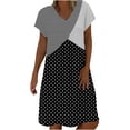 thumbnail image 1 of Leutsin Robe d'Été Décontractée pour Femme Grande Taille, Robe Aguichant pour Femmes à Empiècements, Imprimé à Pois, Manches Courtes, Col en V, Robe d'Été, 1 of 5