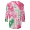 thumbnail image 4 of YUGYXL Women's Tie Dye Tshirts Casual 3/4 Length Sleeve Shirts Plus Size Tops Crew Neck Soft Lightweight Tees Ladies Tunics Comfy Clothes, 4 of 5