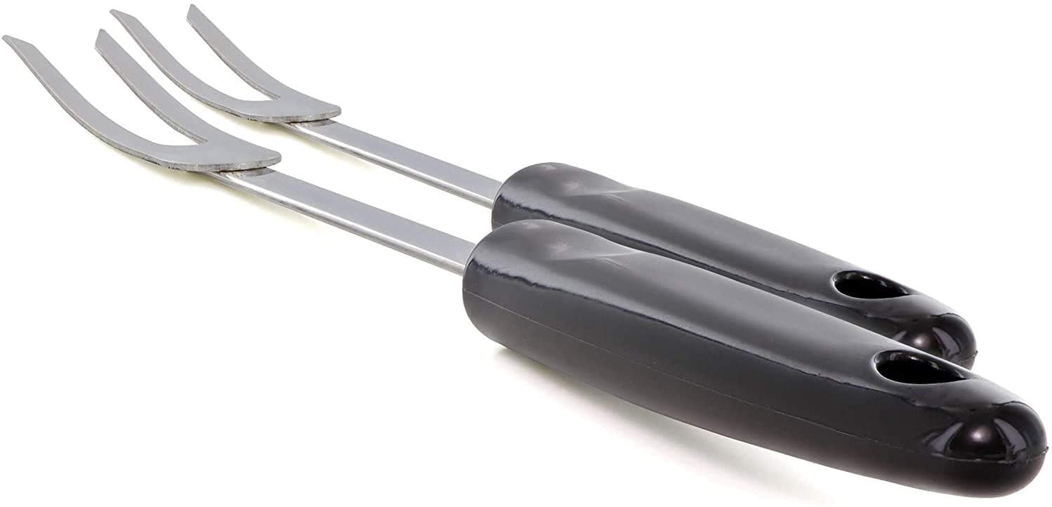 Stainless Steel 2 Prong Fork Rubber Good Grips Handle Cocktail Fork With Sharp Two Prongs Perfect For Parties Heavy Duty with Two Tines Mini Salad Fork Pack of 2 - By Ram-Pro