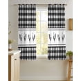 thumbnail image 4 of Farmhouse Black Plaid Sheer Curtains 39 Inch Length 2 Panels Set for Living Room/Bedroom, Vintage Country Cock Checkered Kitchen Curtains Grommet Semi-Sheer Curtains Window Treatments 27.5"x39"x2, 4 of 7