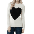 thumbnail image 5 of YEMAK Women's Pullover Sweater Long Sleeve Crewneck Cute Heart Cable Knit MK3506 (S-L)-OAT/BLK-S, 5 of 6