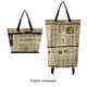 thumbnail image 3 of Qarigey Aplicación amplia del bolso plegable del carrito de compras y bolso de compras plegable de moda con ruedas Bolsas de mensajero y de hombro periódico inglés, 3 of 6