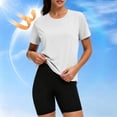 thumbnail image 3 of TGSLY Women's UPF 50+ Sun Protection Tops Crew Neck Short Sleeve Solid Color Athletic T-Shirt Quick-Dry Fit Back Pleated Detail Curved Hem Tunic Blouses XL, 3 of 10