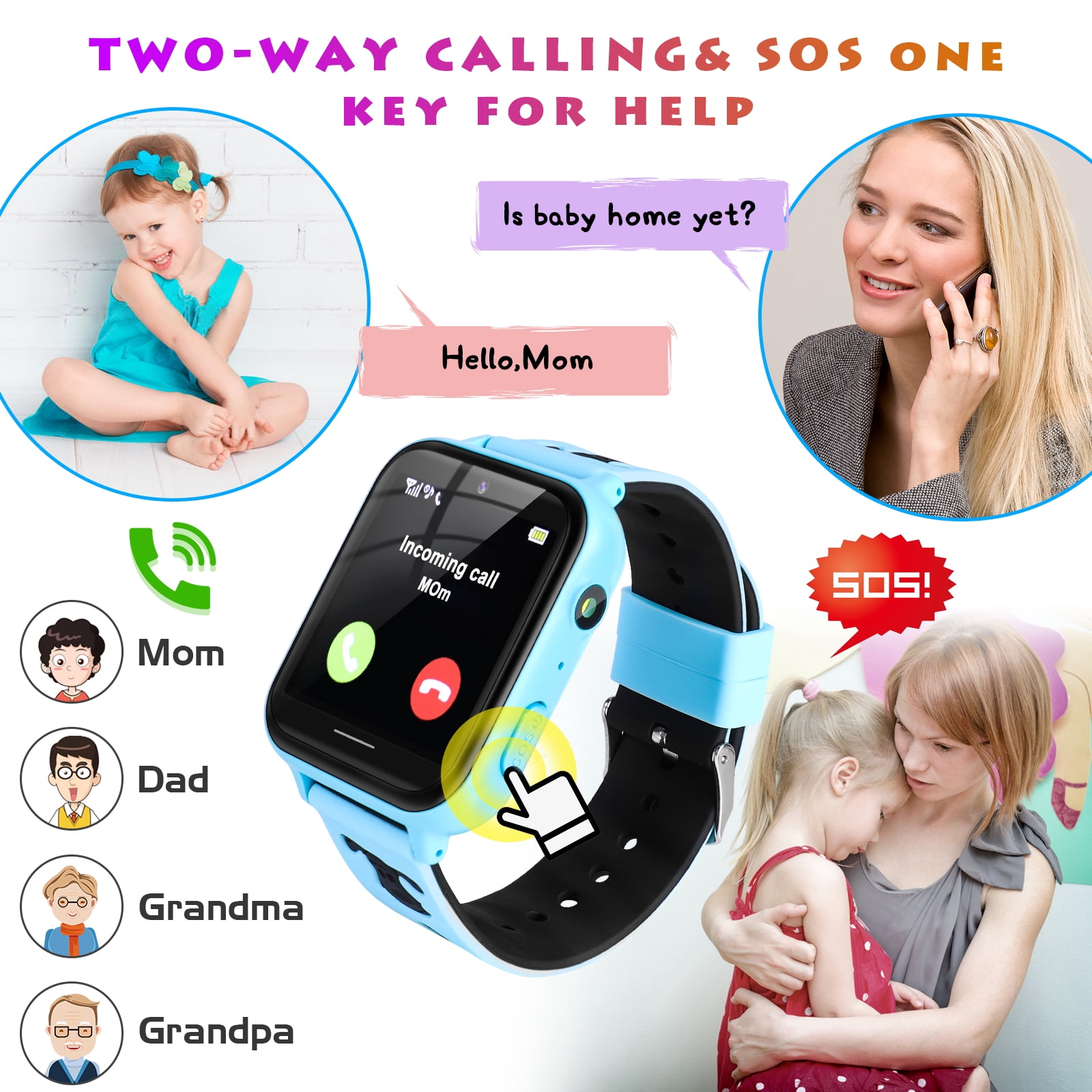 Kids Smart Watch for Boys Girls -Gifts for 4-12 Year Old Kids, 10 Funny Games SOS Call Music Player Camera Alarm Clock Calculator, Educational Learning Toys (Blue)