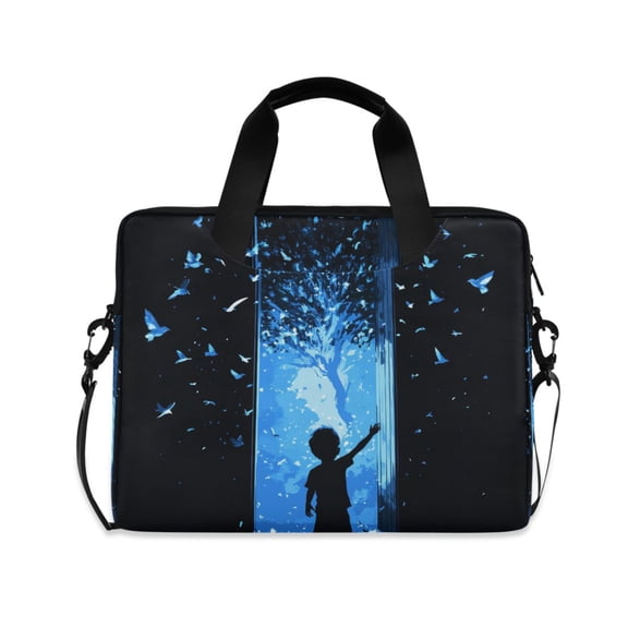 FORMRS 16" Laptop Bag Carrying Sleeve Case with Handle Travel Shoulder Briefcase, Blue Butterfly