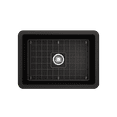 thumbnail image 6 of BOCCHI Sotto Undermount Fireclay 27 in. Single Bowl Kitchen Sink with Protective Bottom Grid and Strainer in Matte Black, 6 of 6
