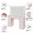 thumbnail image 5 of Ember Interiors Elegant Pink Makeup Vanity Desk with Built-in Lights and USB-C, 7 Drawers, 5 of 8