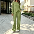thumbnail image 5 of Dzrciro Sets for Women, Long Sleeve Crew Neck Irregular Wrap Tops and Elastic High Waist Wide Leg Pants 2 Piece Sets with Pockets, Soft Vacation Womens Sets S‑2XL, 5 of 7