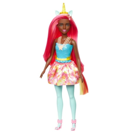 Barbie Dreamtopia Unicorn Doll with Pink & Yellow Hair, Skirt, Removable Unicorn Tail & Headband