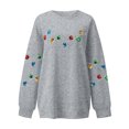 thumbnail image 4 of Fiaer Christmas Women Sweatshirts Trendy Lights Decor Relaxed Fit Pullover Fall Crew Neck Long Sleeve Plus Size Tops Light Gray L, 4 of 4