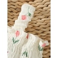 thumbnail image 6 of BemeyourBBs Infant Baby Girl Tulip Romper Dress Summer Clothes Outfit Sleeveless Floral Print Smocked Dress with Sun Hat Set Cute Playsuit, 6 of 9