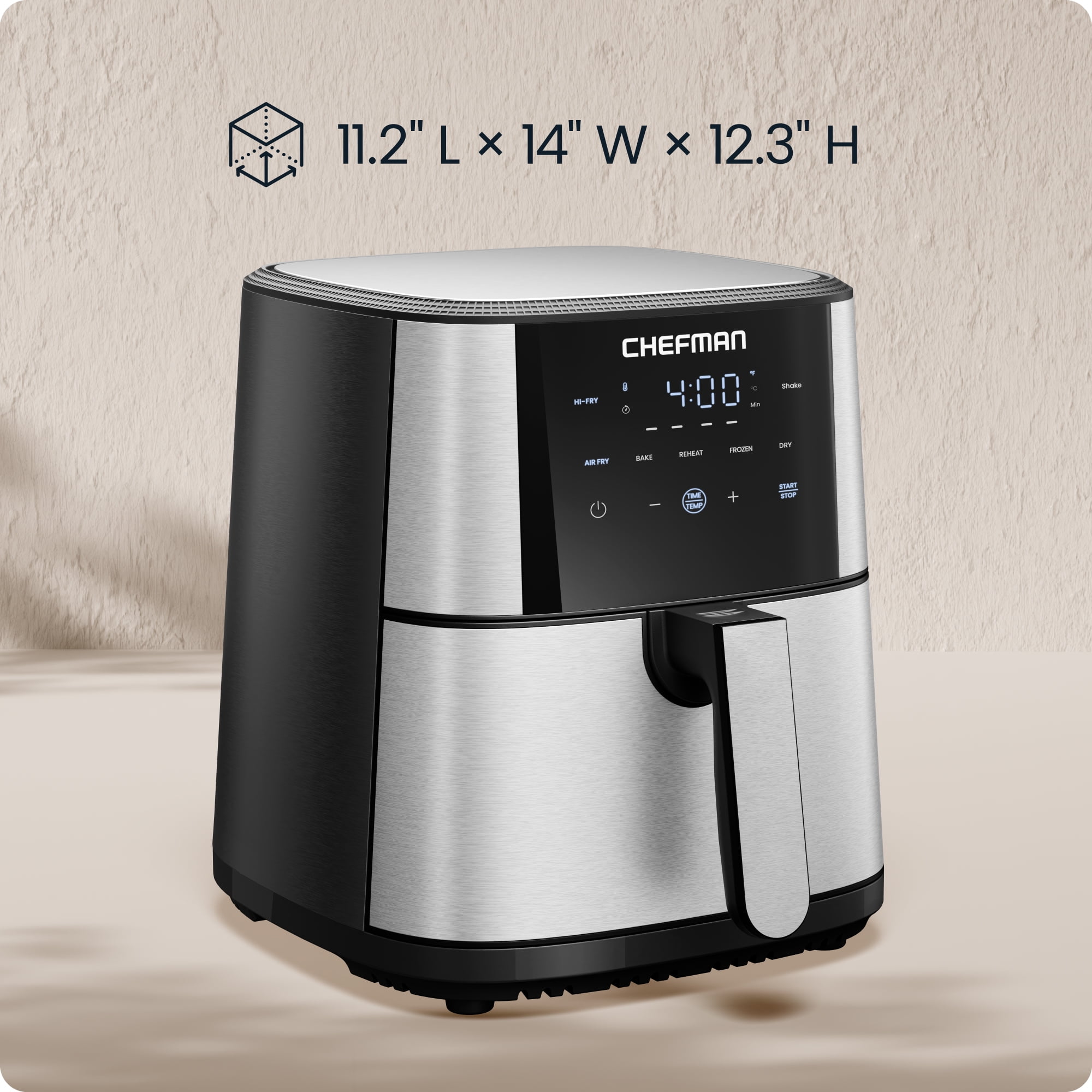 Chefman TurboFry 6-Quart Digital Air Fryer, Touch Controls w/ 5 Cooking Functions – Stainless Steel