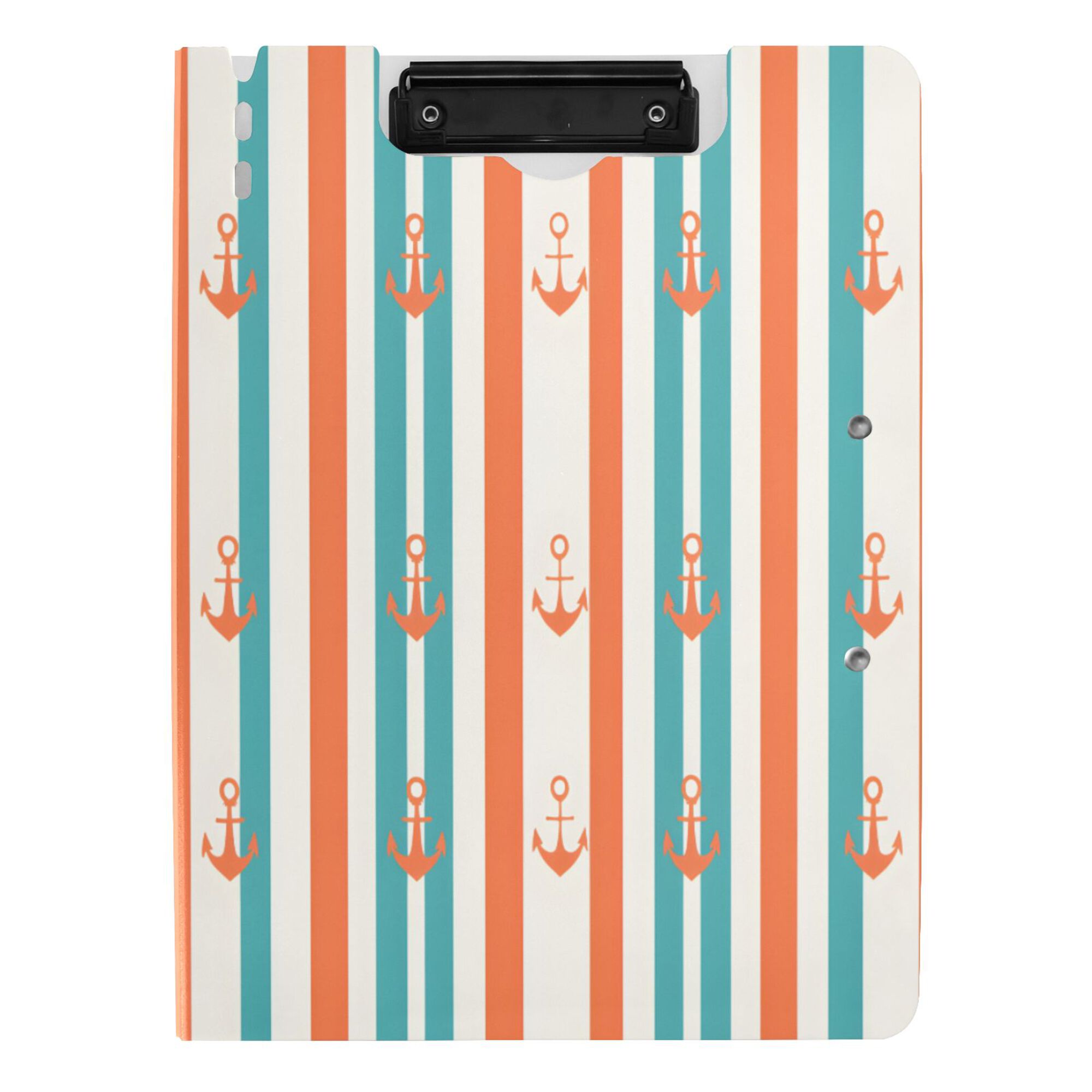 FORMRS A4 Clipboard Folder with Pen Holder Horizontal Foldable School Office Binder, Simple Nautical Pattern
