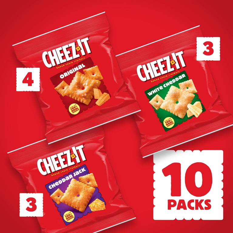 Cheez-It Variety Pack Baked Snack Crackers, Lunch Snacks, 10 Count