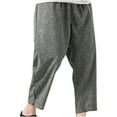 thumbnail image 1 of Pantalones largos para hombre, moda de verano, lisos, informales, con cintura elástica y bolsillos, 1 of 6