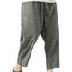 thumbnail image 1 of Pantalones largos para hombre, moda de verano, lisos, informales, con cintura elástica y bolsillos, 1 of 6