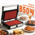 thumbnail image 5 of KEINVE Electric Panini Press Grill and Sandwich Maker, 850W Fast Heating Compact Panini Maker with Temperature Control, 180° Flat Open Non-Stick Griddle, 9.2 x 5.8" Plates for Steak, Burgers, 5 of 7