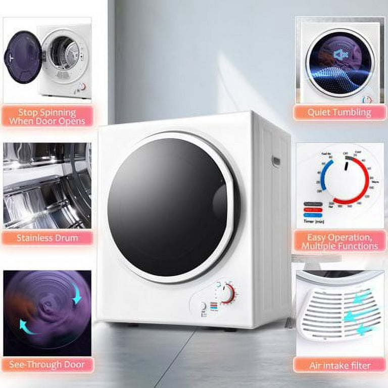 Generic Compact, 5.5 lbs Capacity Portable Laundry 5 Functional Modes, Low  Noise & Energy-Saving Small, Wall-Mounted Mini Machine Clothes Dryer