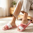 thumbnail image 5 of Agkizg Womens Fuzzy Slippers, House Slippers, Colorblock Open Toe Fuzzy House Slippers Soft Plushes Comfortable Casual Indoor Bedroom Daily Slippers, 5 of 7