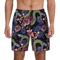 thumbnail image 2 of Picia Snake And Flower pattern Mens Swim Trunks with Compression Liner Stretch Beach Shorts Quick Dry with Zipper Pockets No-Chafing Board Shorts-, 2 of 9