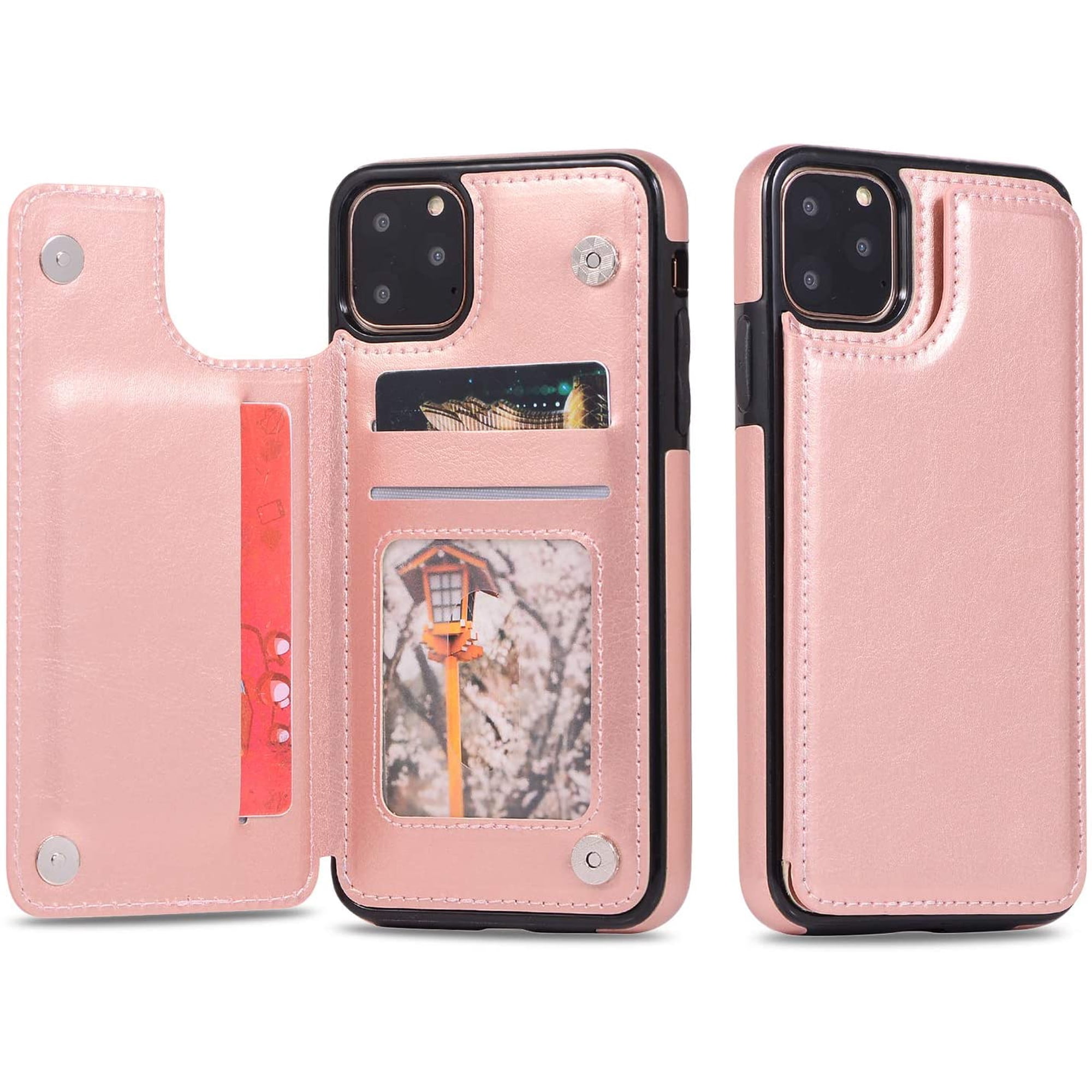 Imifun Wallet Case For Iphone 11 Pro Max Retro Leather Flip Cover With Card Slot Holder Rose Gold Iphone 11 Pro Max Walmart Canada