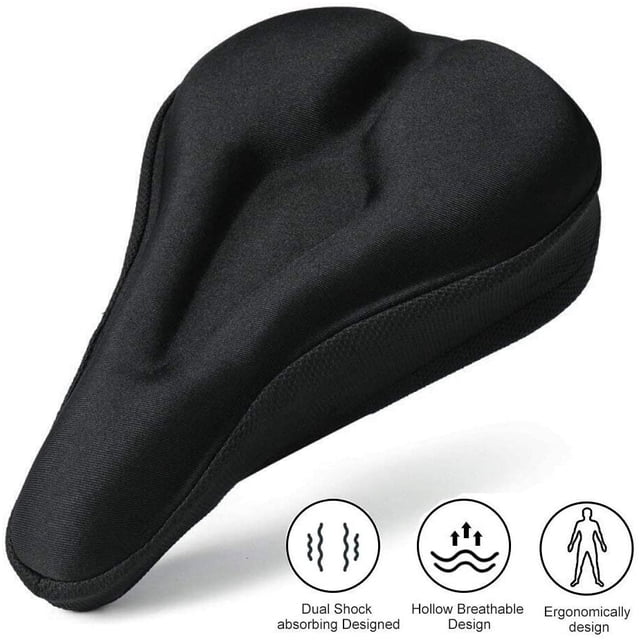 Funda para sillín de bicicleta, cómoda almohadilla para sillín de bicicleta de gel de silicona, adecuada para bicicletas de montaña, bicicletas de carretera, hombres y mujeres ER