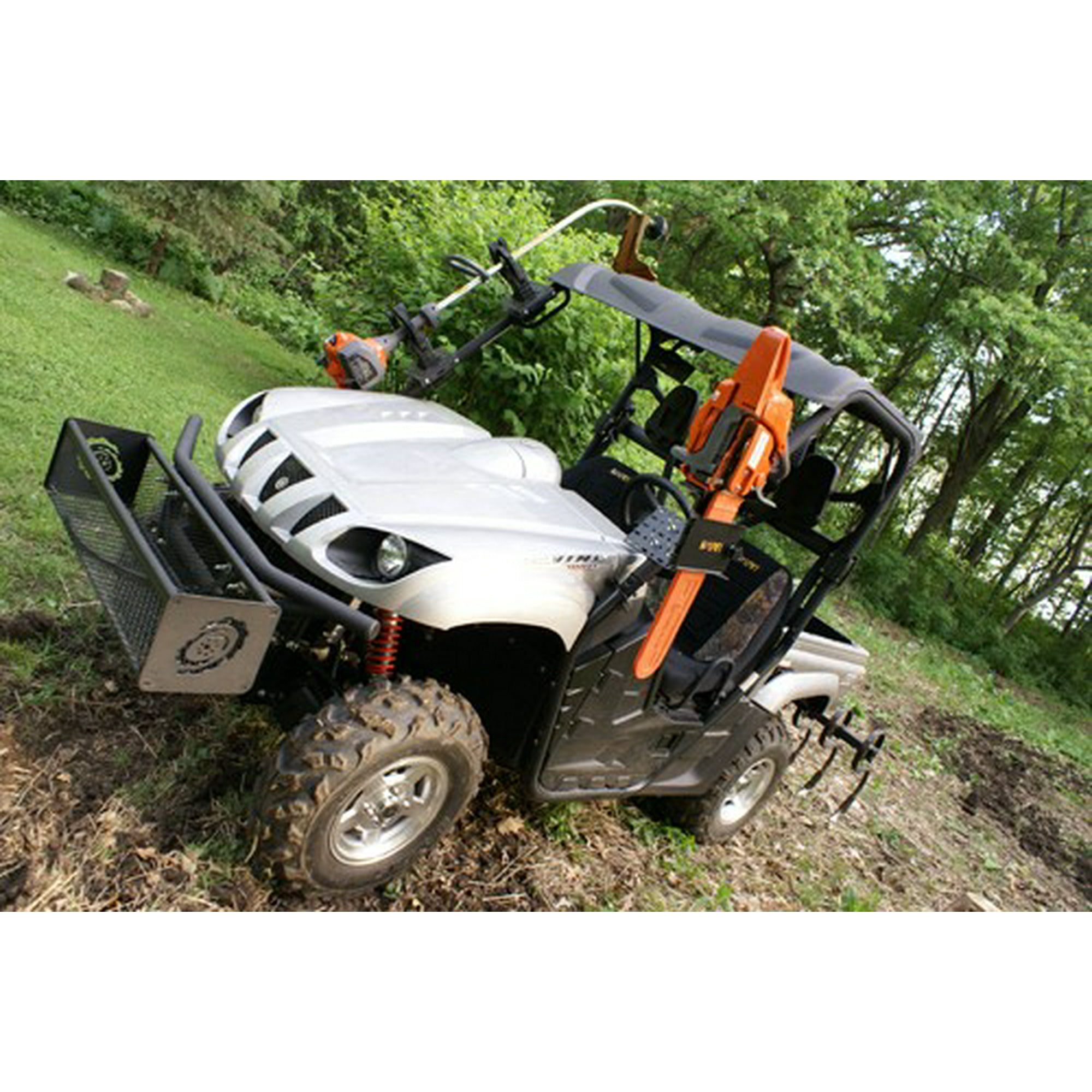 Kolpin 20044 Chainsaw Holder Saw Press Ii For Transporting Chainsaw On Atv Utv Tubular Rack Open Holster Fits Up To 20 Inch Chainsaw Bar Powder